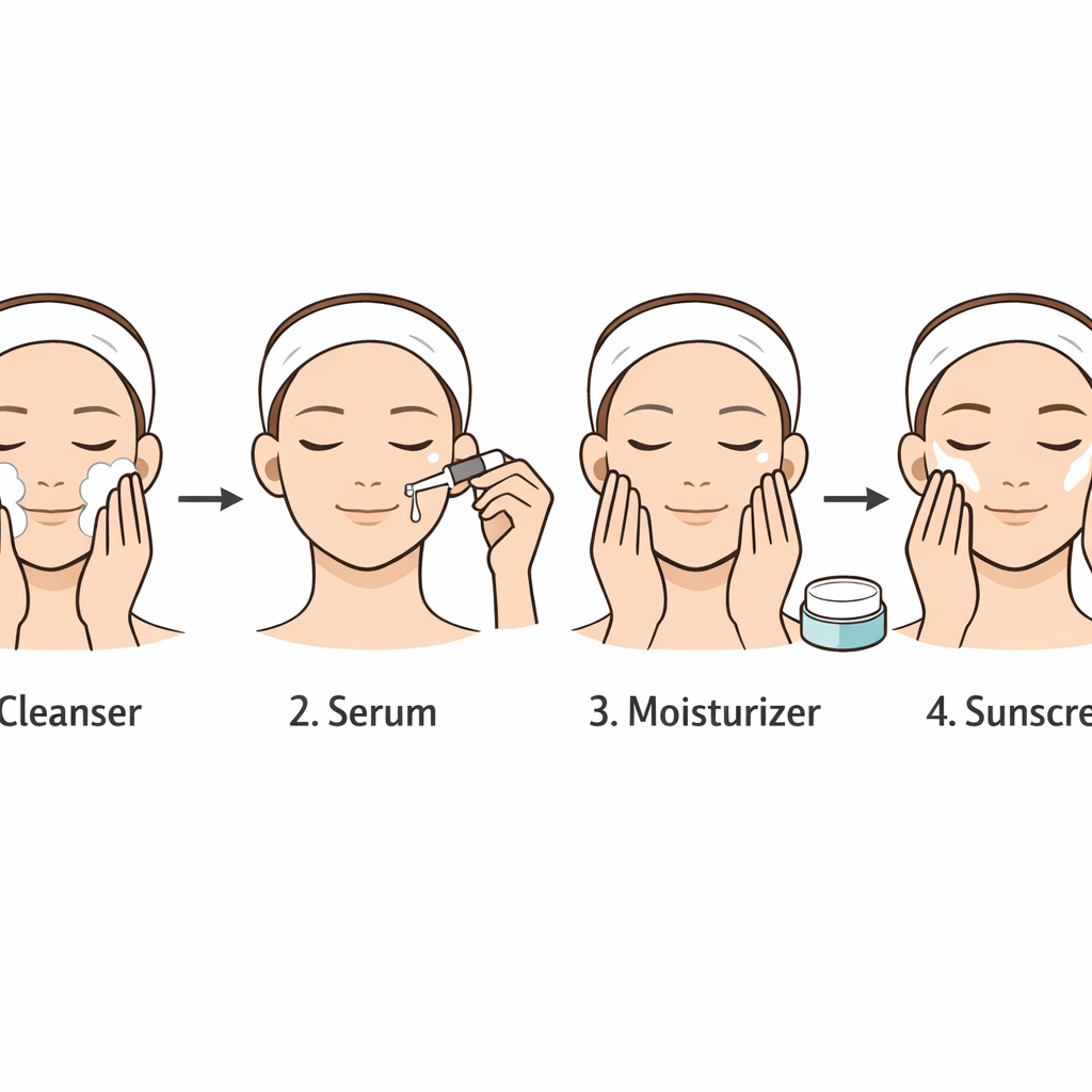 Step-by-Step Skincare Routine Illustration
